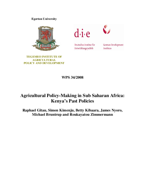 (PDF) Agricultural Policy-Making in Sub Saharan Africa: APRM Process in ...