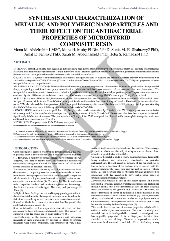 (PDF) Synthesis and Characterization of Metallic and Polymeric ...