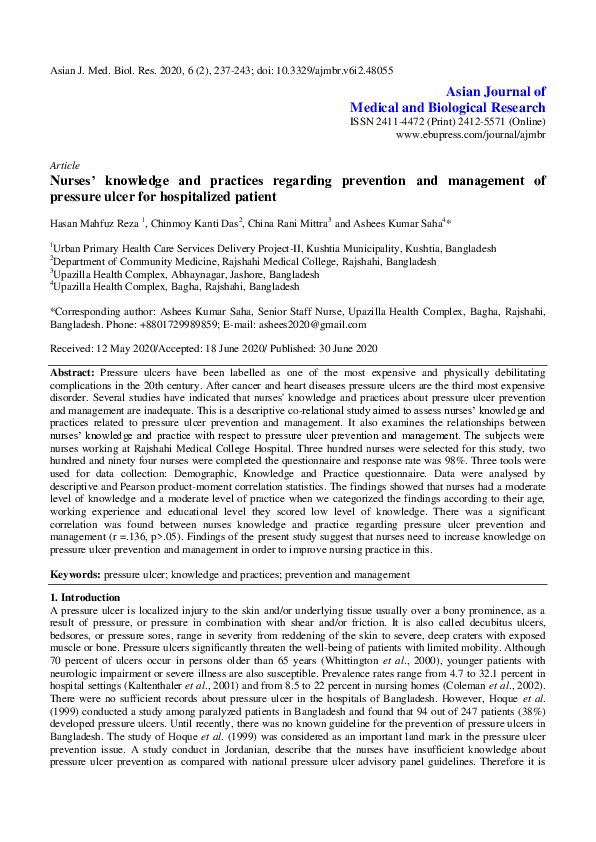 (PDF) Nurses’ knowledge and practices regarding prevention and ...