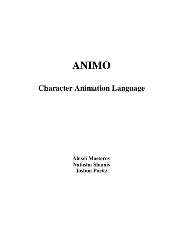 (PDF) ANIMO Character Animation Language