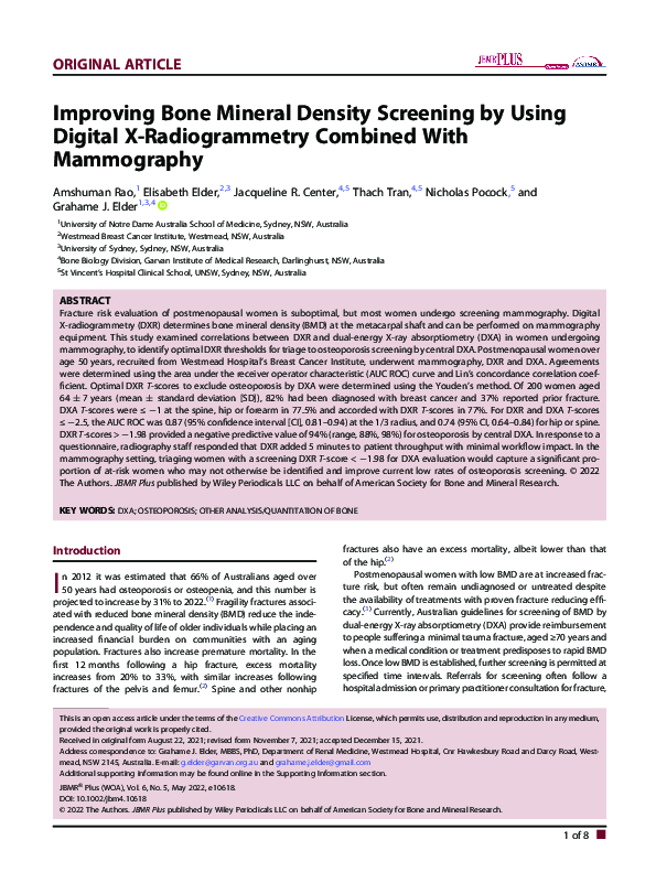 (PDF) Improving Bone Mineral Density Screening by using Digital X ...