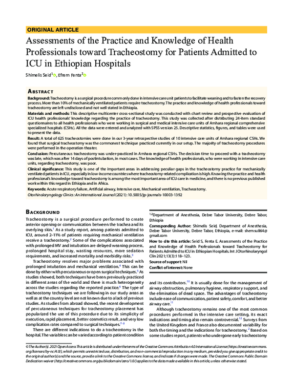 (PDF) Assessments of the Practice and Knowledge of Health Professionals ...