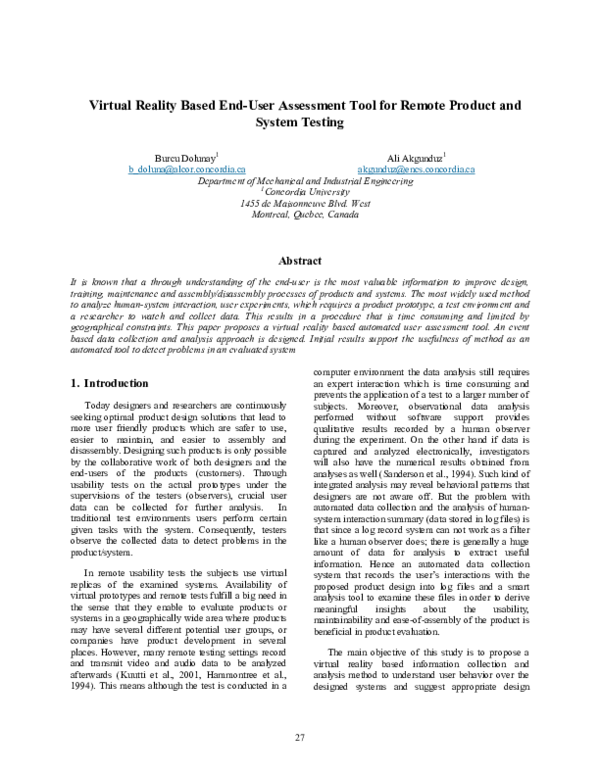 (PDF) Virtual Reality Based End-User Assessment Tool for Report Product ...
