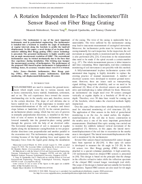 (PDF) A Rotation Independent In-Place Inclinometer/Tilt Sensor Based on ...