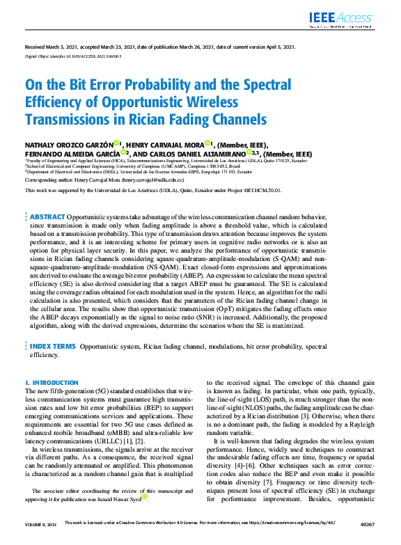 (PDF) On the Bit Error Probability and the Spectral Efficiency of ...