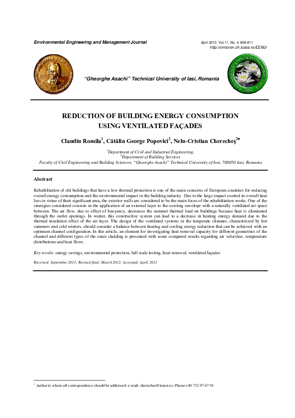 (PDF) Reduction of Building Energy Consumption Using Ventilated Facades