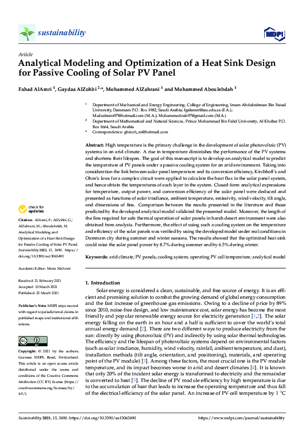(PDF) Analytical Modeling and Optimization of a Heat Sink Design for ...