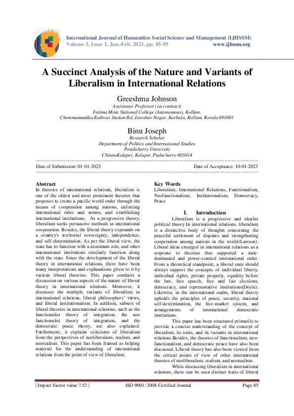 (PDF) A Succinct Analysis of the Nature and Variants of Liberalism in ...
