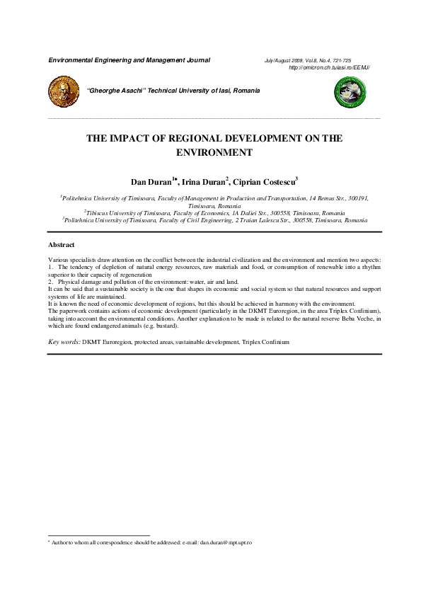 (PDF) The Impact of Regional Development on the Environment