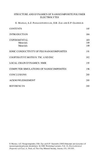 (PDF) Structure and Dynamics of Nanocomposite Polymer Electrolytes