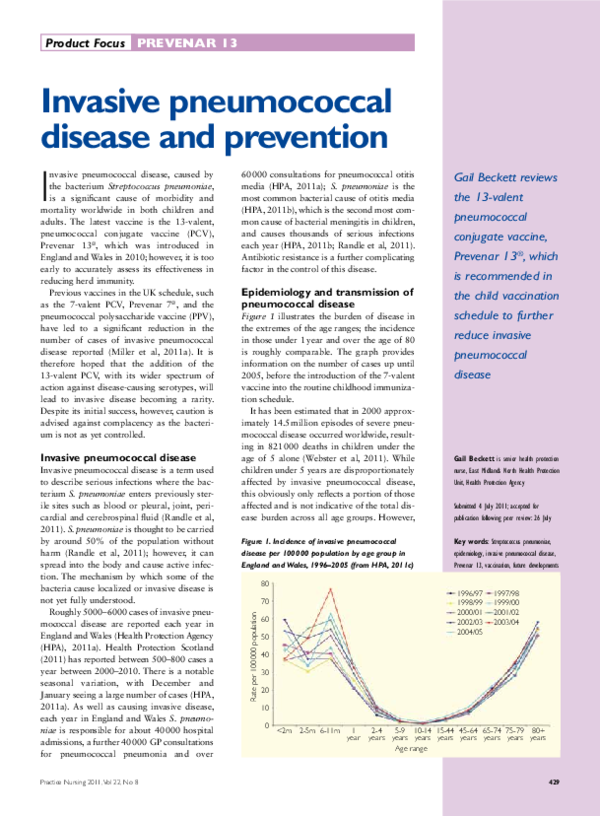 (PDF) Invasive pneumococcal disease and prevention