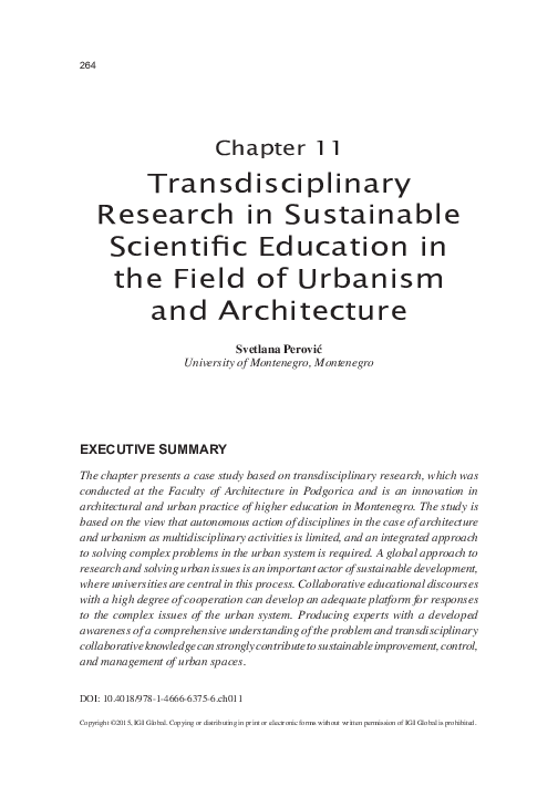 (PDF) Transdisciplinary Research in Sustainable Scientific Education in ...
