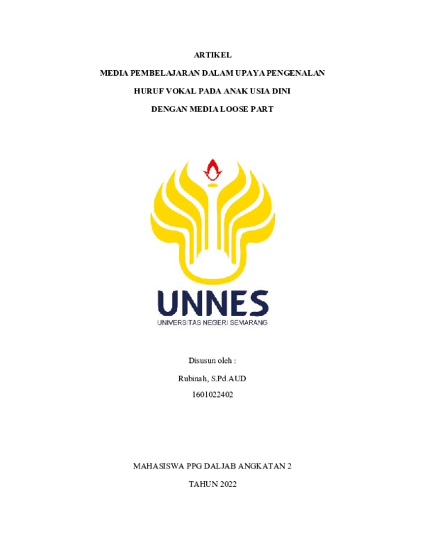 (DOC) ARTIKEL PEMBELAJARAN DENGAN MEDIA LOOSE PARTS