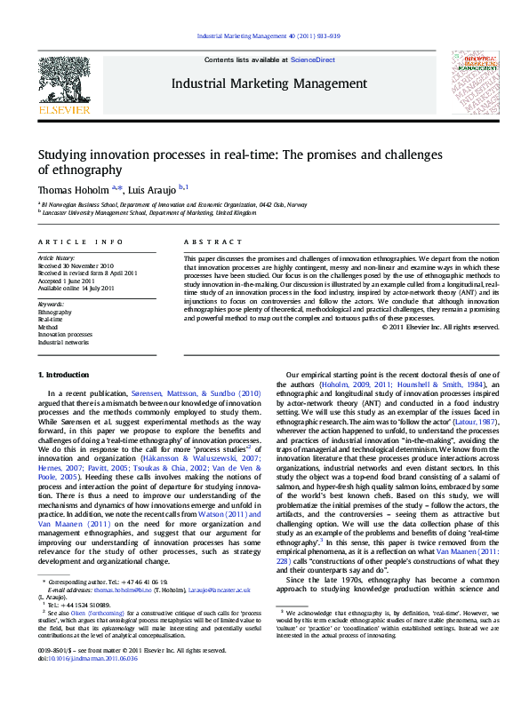 (PDF) Studying innovation processes in real-time: The promises and ...