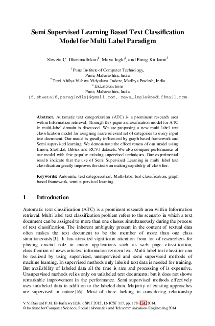 (PDF) Semi Supervised Learning Based Text Classification Model for ...