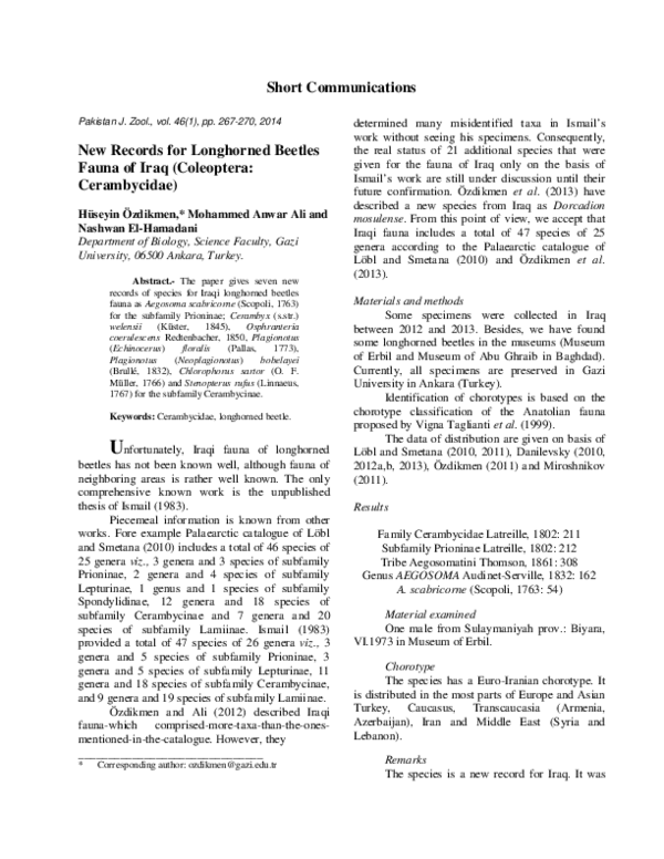 (PDF) New records for longhorned beetles fauna of Iraq (Coleoptera ...