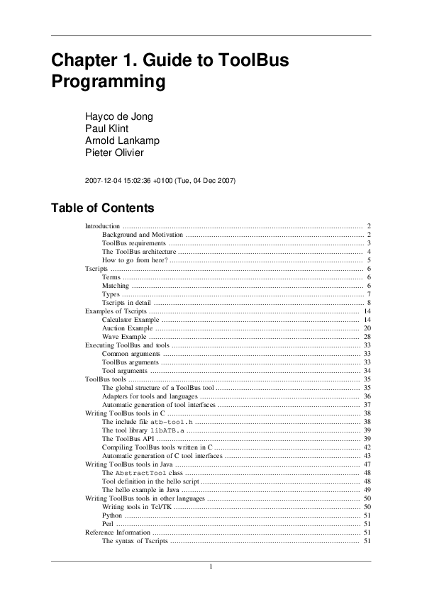 (PDF) A guide to ToolBus programming