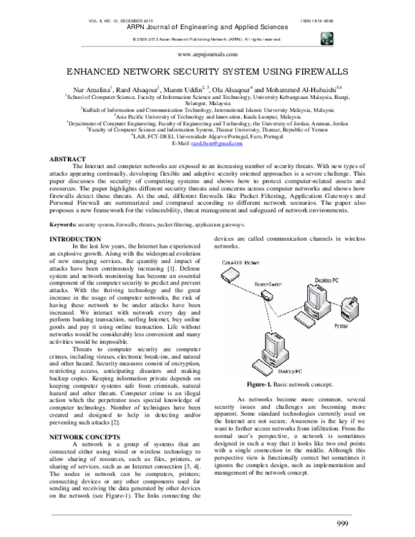 (PDF) Enhanced Network Security System Using Firewalls