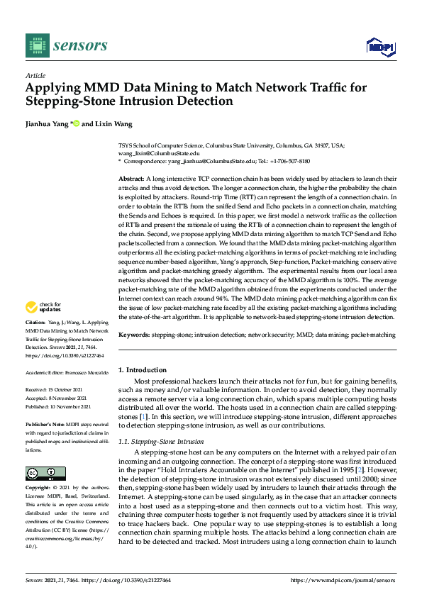 Applying MMD Data Mining to Match Network Traffic for Stepping-Stone ...