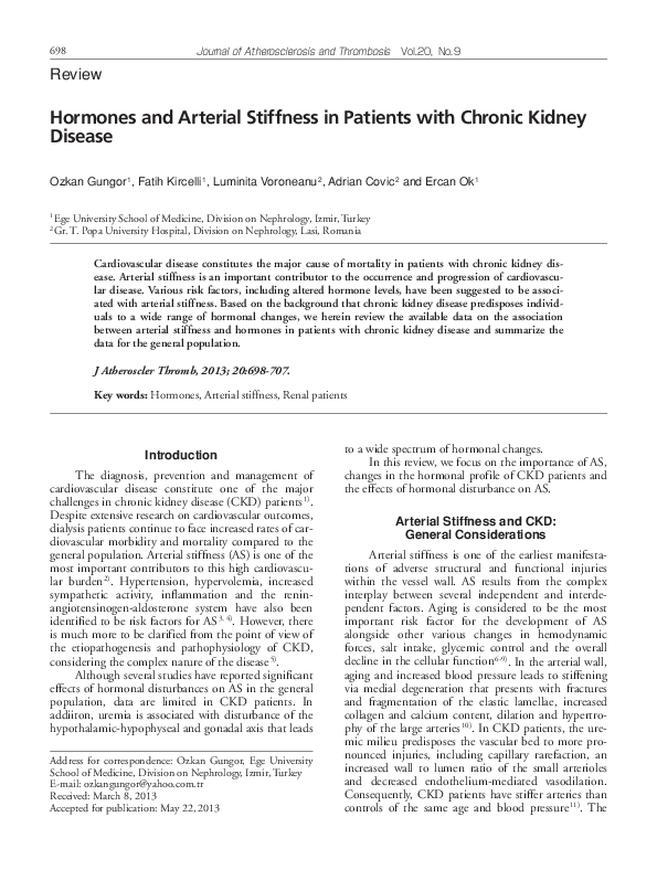 (PDF) Hormones and Arterial Stiffness in Patients with Chronic Kidney ...