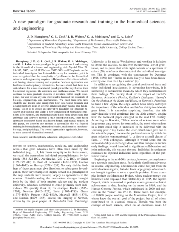 (PDF) A new paradigm for graduate research and training in the ...