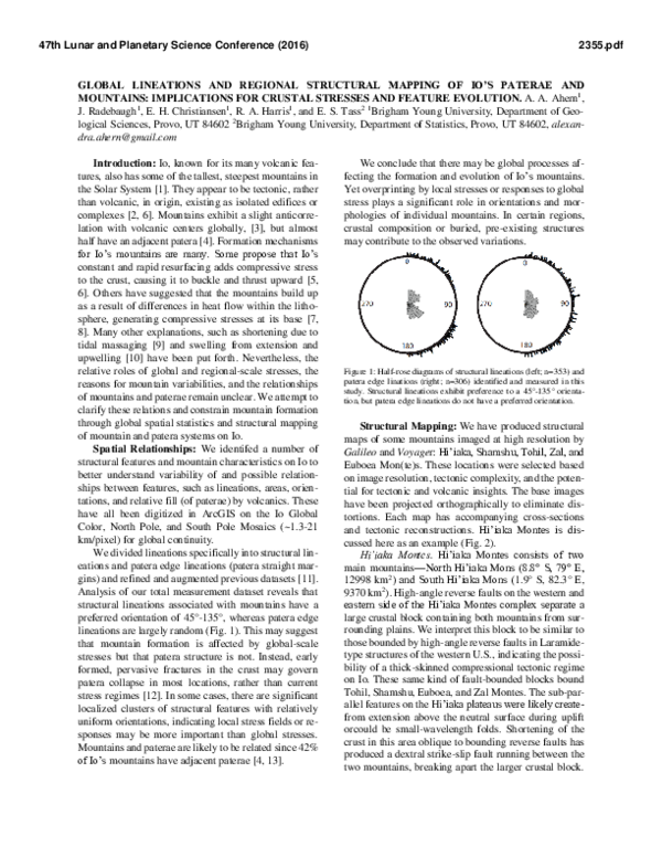 (PDF) Global Lineations and Regional Structural Mapping of Io's Paterae ...