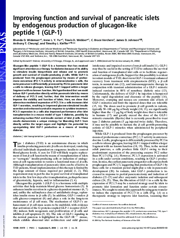 Picture of (PDF) Improving function and survival of pancreatic islets by ...