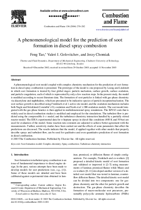 (PDF) A phenomenological model for the prediction of soot formation in ...