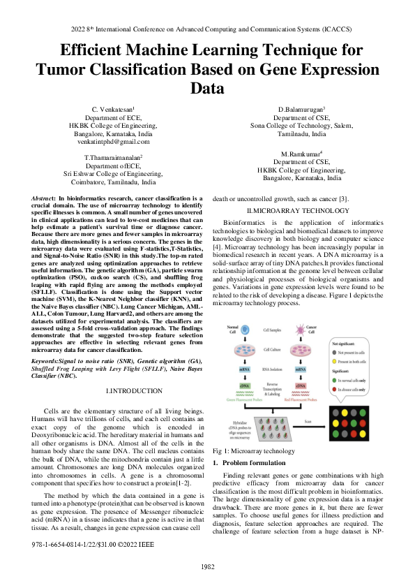 (PDF) Efficient Machine Learning Technique for Tumor Classification ...