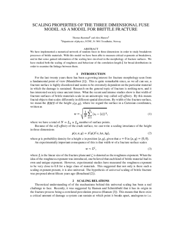 (PDF) Scaling properties of the three-dimensional fuse model as a model ...