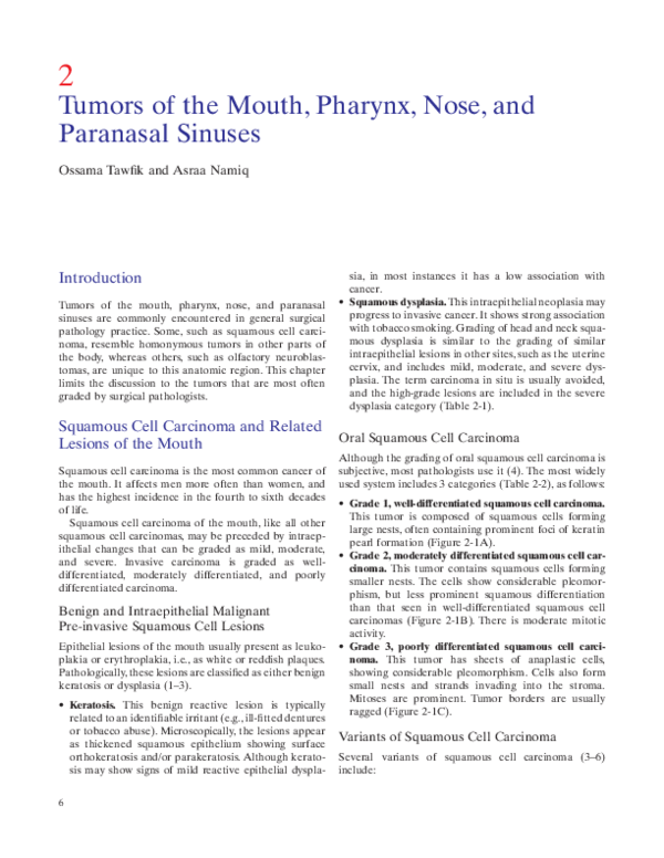 (PDF) Tumors of the Mouth, Pharynx, Nose, and Paranasal Sinuses