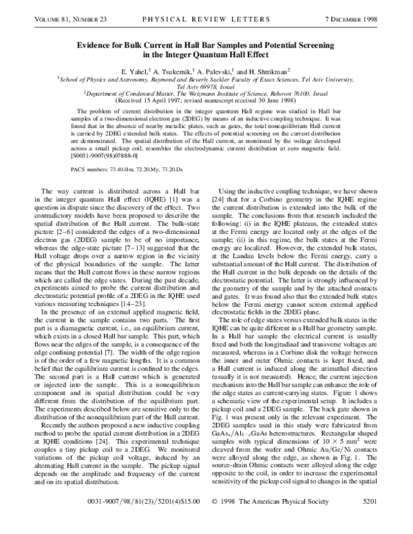 (PDF) Evidence for Bulk Current in Hall Bar Samples and Potential ...