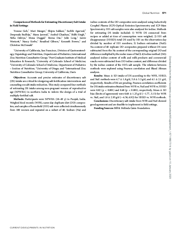 (PDF) Methods for Estimating Discretionary Salt Intake in India