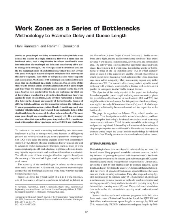 (PDF) Work Zones as a Series of Bottlenecks