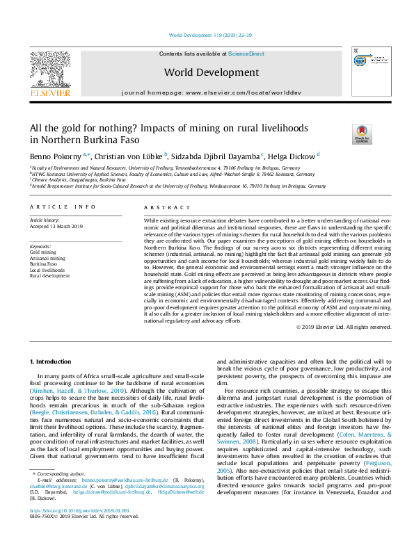 (PDF) All the gold for nothing? Impacts of mining on rural livelihoods ...