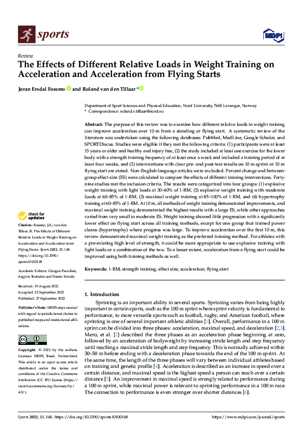 (PDF) The Effects of Different Relative Loads in Weight Training on ...