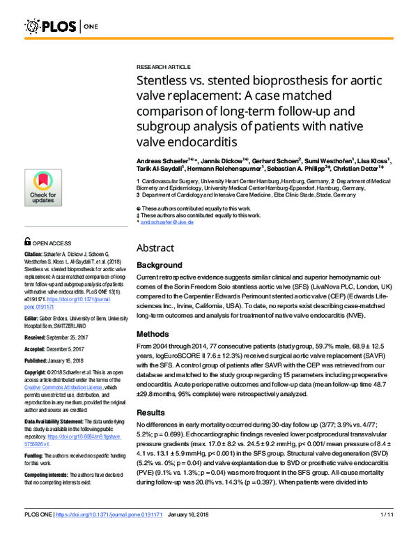 (PDF) Stentless vs. stented bioprosthesis for aortic valve replacement ...