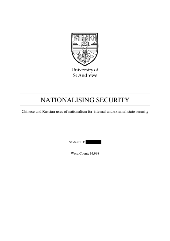 (PDF) Nationalising Security: Chinese and Russian uses of nationalism ...