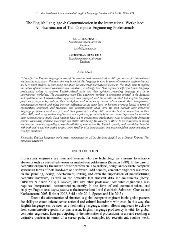 (PDF) The English language & communication in the international ...