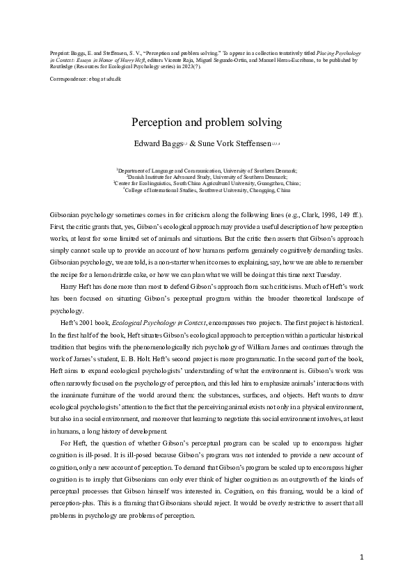 Pdf Perception And Problem Solving