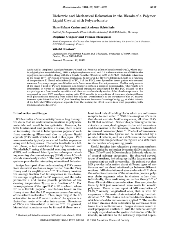 (PDF) Dielectric and Mechanical Relaxation in the Blends of a Polymer ...