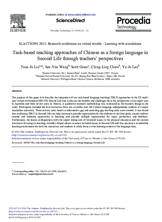 (PDF) Task-based teaching approaches of Chinese as a foreign language ...