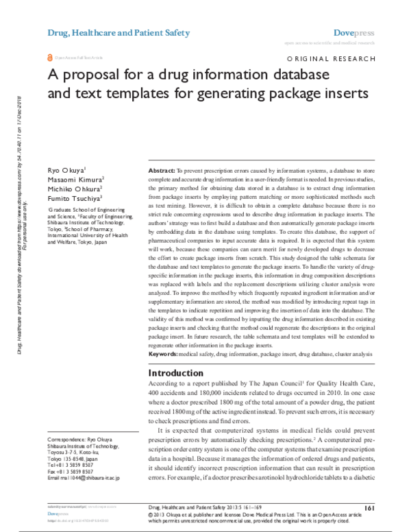 (PDF) A proposal for a drug information database and text templates for ...