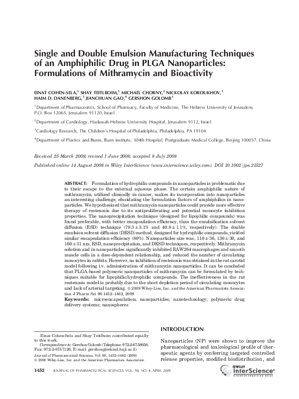 (PDF) Single and Double Emulsion Manufacturing Techniques of an ...