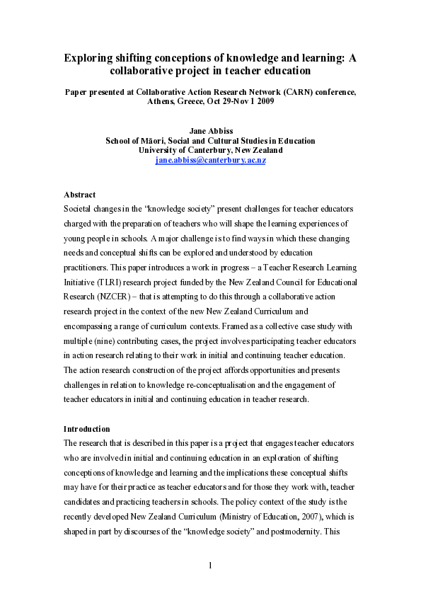 (PDF) Exploring shifting conceptions of knowledge and learning: A ...