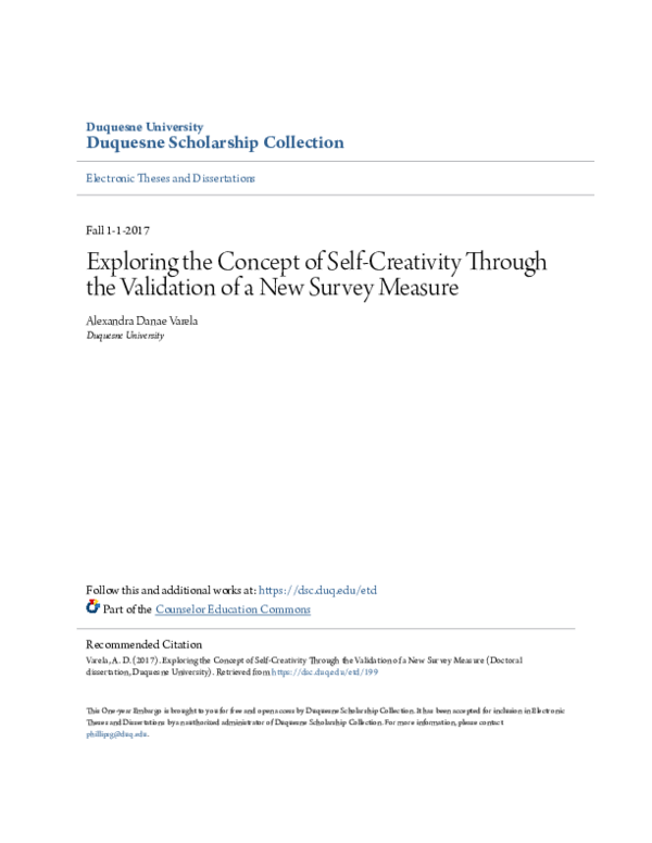 (PDF) Exploring the Concept of Self-Creativity Through the Validation ...