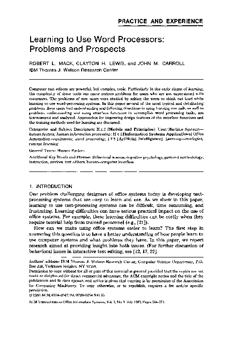 (PDF) Learning to use word processors