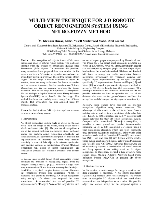 (PDF) Multi-View Technique for 3D Robotic Object Recognition System ...