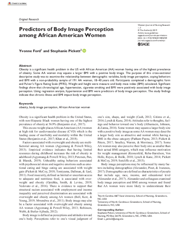 (PDF) Predictors of Body Image Perception among African American Women