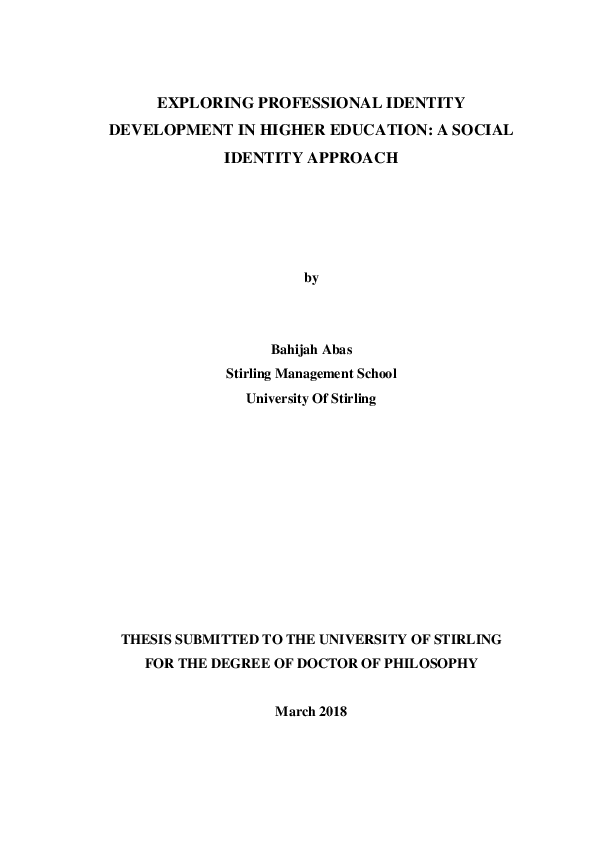 (PDF) Exploring Professional Identity Development in Higher Education ...